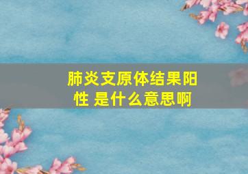 肺炎支原体结果阳性 是什么意思啊